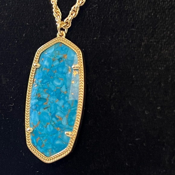 Kendra Scott Rae Bronze Veined Turquoise Magnesite Gold - Picture 4 of 6